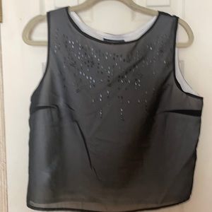 IMPRESSIONS MILLENIUM Black w/ white lining sleeveless top. Made in Korea (5)
